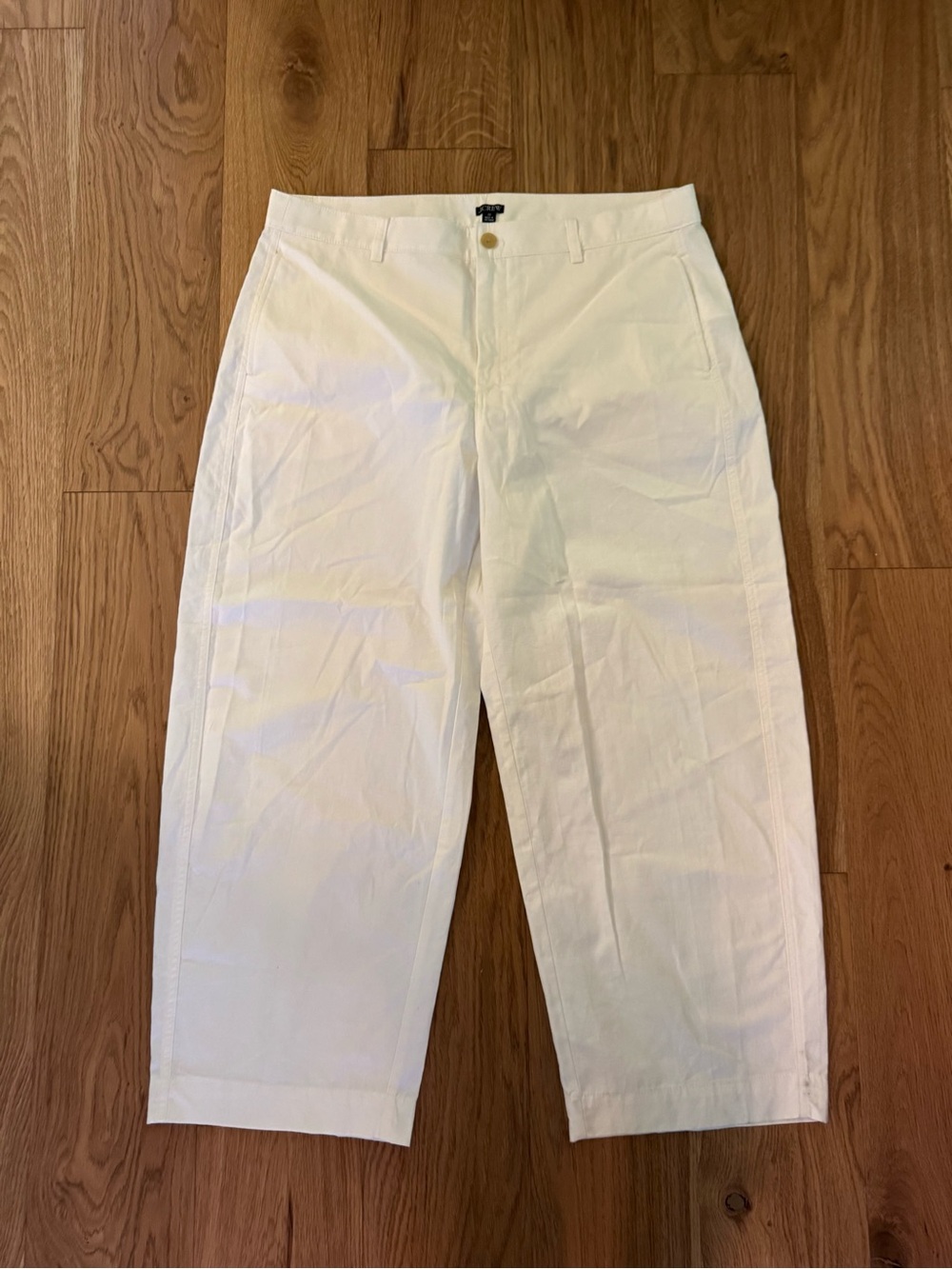 J.CREW White Linen Dress Pants Wide-Leg Button Zip Flat Front Women 32 NWT